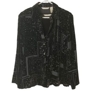 French Laundry | Medium | Women's Black Velvet Sheer Patterned 2 Piece Top